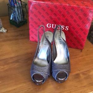 Guess Slingbacks, silver glitter